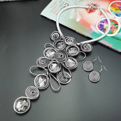 Image of African Necklace Women Choker Statement Vintage Jewelry Sets-FrenzyAfricanFashion.com