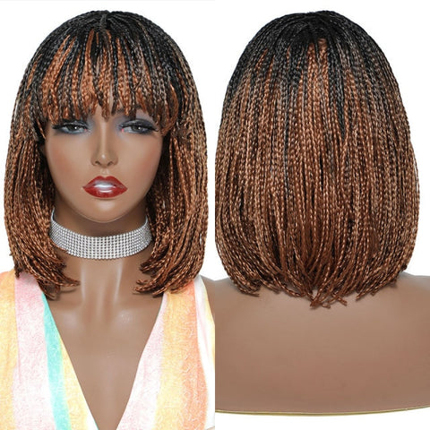 Image of Box Braided Synthetic Hair Bob Wig-FrenzyAfricanFashion.com