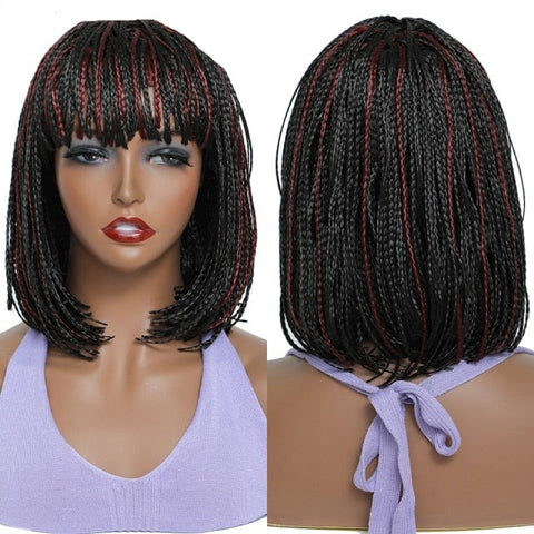 Image of Box Braided Synthetic Hair Bob Wig-FrenzyAfricanFashion.com