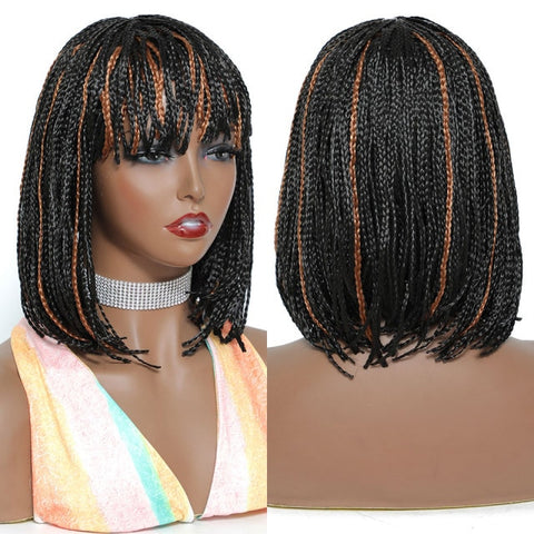 Image of Box Braided Synthetic Hair Bob Wig-FrenzyAfricanFashion.com