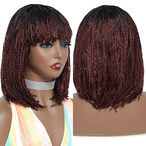Image of Box Braided Synthetic Hair Bob Wig-FrenzyAfricanFashion.com