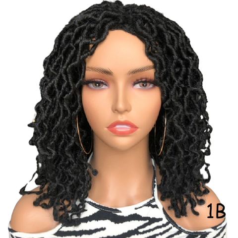 Image of Dreadlock Faux Nu Locs Short Hair Curly Synthetic Wig Glue less Braids Hair Side Part-FrenzyAfricanFashion.com