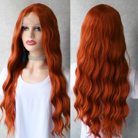 Image of Ginger Orange Lace Front Wig Loose Wave T Lace Wig For Black White Women-FrenzyAfricanFashion.com
