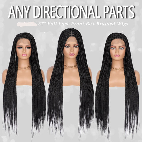 Image of Full Lace Front Wig Long Box Braided Wigs with Baby Hair-FrenzyAfricanFashion.com