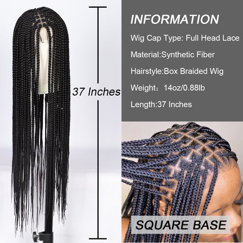Image of Full Lace Front Wig Long Box Braided Wigs with Baby Hair-FrenzyAfricanFashion.com