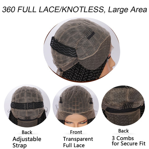 Image of Full Lace Front Wig Long Box Braided Wigs with Baby Hair-FrenzyAfricanFashion.com