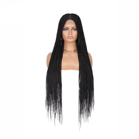 Image of Full Lace Front Wig Long Box Braided Wigs with Baby Hair-FrenzyAfricanFashion.com