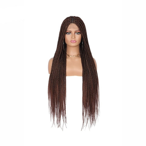 Image of Full Lace Front Wig Long Box Braided Wigs with Baby Hair-FrenzyAfricanFashion.com