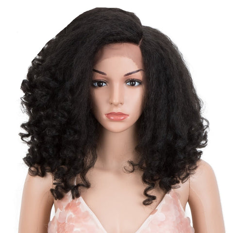 Image of Lace Front Wig African American Hair 14 inch Kinky Curly Hair-FrenzyAfricanFashion.com