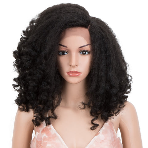 Image of Lace Front Wig African American Hair 14 inch Kinky Curly Hair-FrenzyAfricanFashion.com