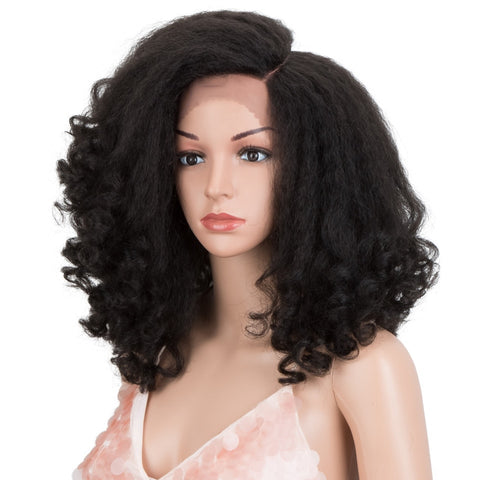 Image of Lace Front Wig African American Hair 14 inch Kinky Curly Hair-FrenzyAfricanFashion.com