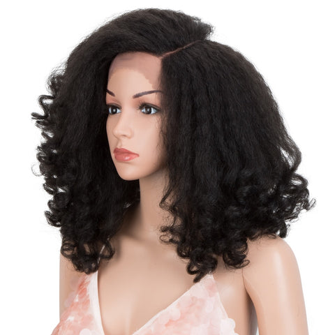 Image of Lace Front Wig African American Hair 14 inch Kinky Curly Hair-FrenzyAfricanFashion.com