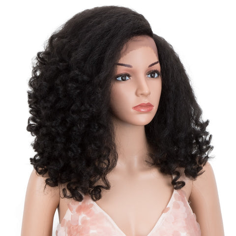 Image of Lace Front Wig African American Hair 14 inch Kinky Curly Hair-FrenzyAfricanFashion.com