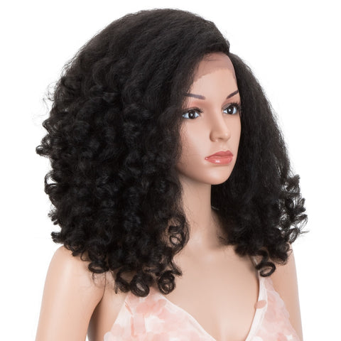 Image of Lace Front Wig African American Hair 14 inch Kinky Curly Hair-FrenzyAfricanFashion.com