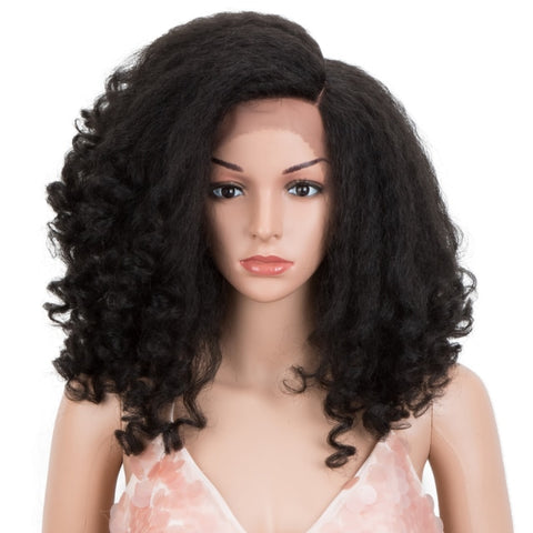 Image of Lace Front Wig African American Hair 14 inch Kinky Curly Hair-FrenzyAfricanFashion.com