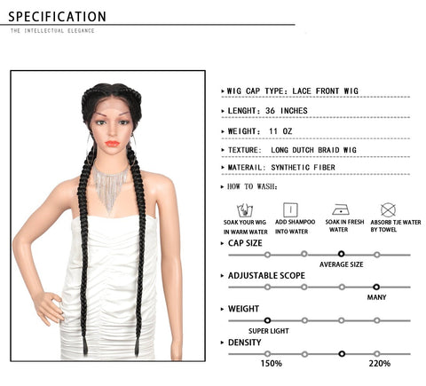 Image of Lace Front Wig Cornrow Two Part Dutch Box Braids with Baby Hair-FrenzyAfricanFashion.com