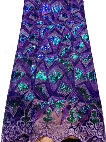 Image of Sequins French Net Lace Embroidered Tulle Mesh Fabric-FrenzyAfricanFashion.com