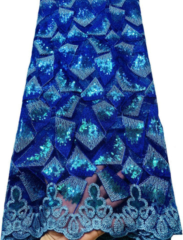 Image of Sequins French Net Lace Embroidered Tulle Mesh Fabric-FrenzyAfricanFashion.com