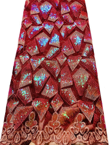 Image of Sequins French Net Lace Embroidered Tulle Mesh Fabric-FrenzyAfricanFashion.com