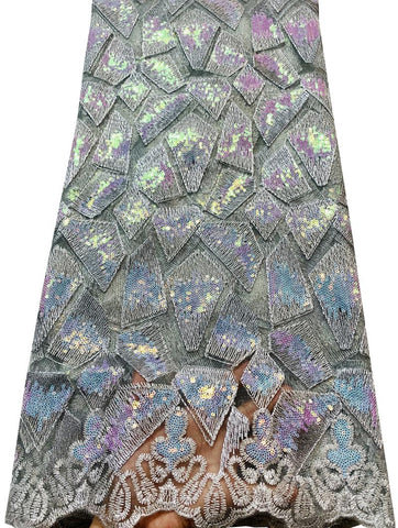 Image of Sequins French Net Lace Embroidered Tulle Mesh Fabric-FrenzyAfricanFashion.com