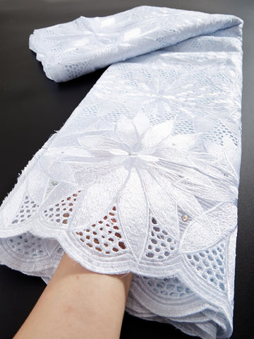 Image of African Embroidery Dry Lace With Stones Fabric 2.5 Yards-FrenzyAfricanFashion.com