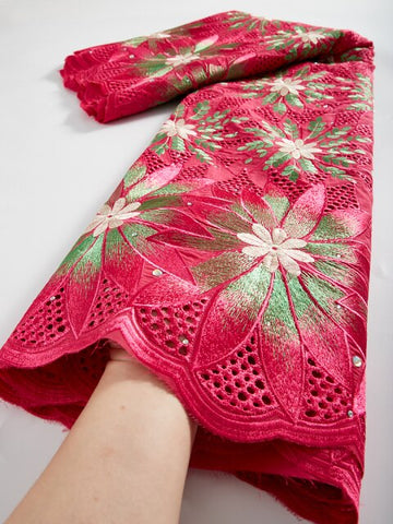 Image of African Embroidery Dry Lace With Stones Fabric 2.5 Yards-FrenzyAfricanFashion.com