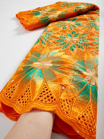 Image of African Embroidery Dry Lace With Stones Fabric 2.5 Yards-FrenzyAfricanFashion.com