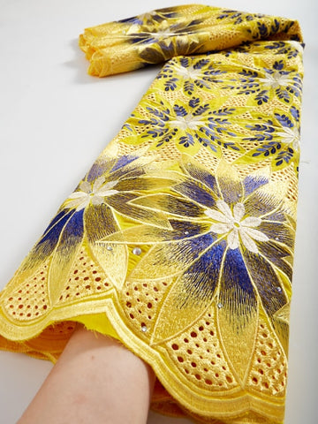 Image of African Embroidery Dry Lace With Stones Fabric 2.5 Yards-FrenzyAfricanFashion.com