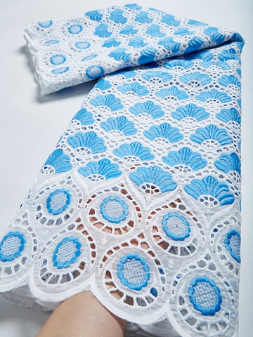 Image of Cotton Lace Fabric Swiss Voile Lace Embroidery 2.5 Yards-FrenzyAfricanFashion.com