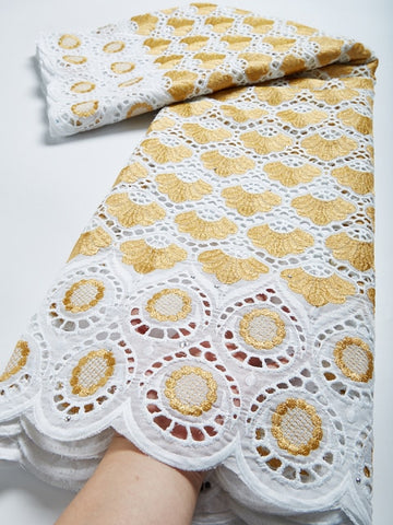 Image of Cotton Lace Fabric Swiss Voile Lace Embroidery 2.5 Yards-FrenzyAfricanFashion.com