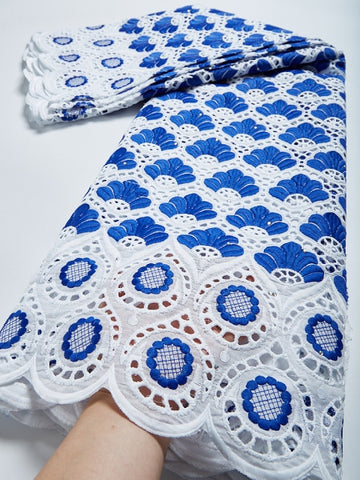 Image of Cotton Lace Fabric Swiss Voile Lace Embroidery 2.5 Yards-FrenzyAfricanFashion.com