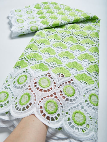 Image of Cotton Lace Fabric Swiss Voile Lace Embroidery 2.5 Yards-FrenzyAfricanFashion.com