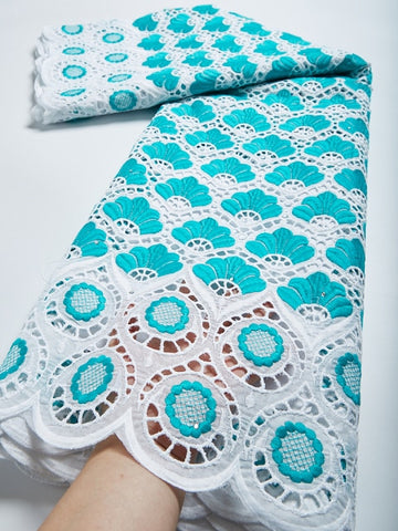 Image of Cotton Lace Fabric Swiss Voile Lace Embroidery 2.5 Yards-FrenzyAfricanFashion.com