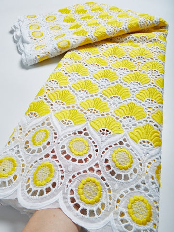 Image of Cotton Lace Fabric Swiss Voile Lace Embroidery 2.5 Yards-FrenzyAfricanFashion.com
