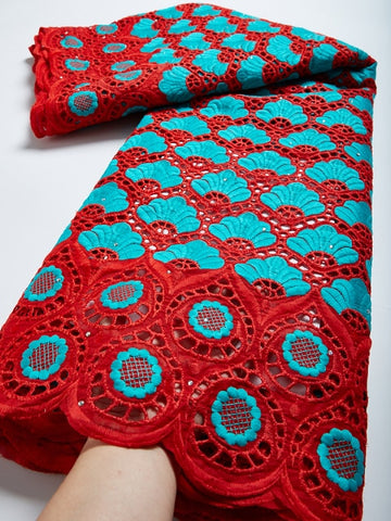 Image of Cotton Lace Fabric Swiss Voile Lace Embroidery 2.5 Yards-FrenzyAfricanFashion.com