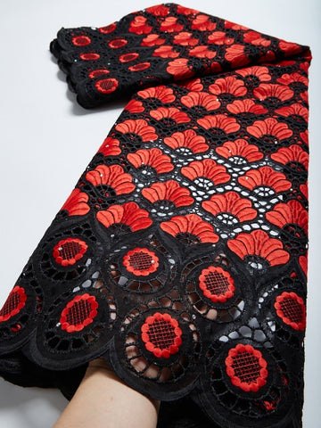 Image of Cotton Lace Fabric Swiss Voile Lace Embroidery 2.5 Yards-FrenzyAfricanFashion.com