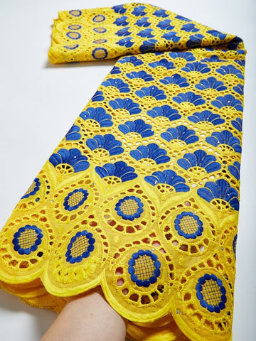 Image of Cotton Lace Fabric Swiss Voile Lace Embroidery 2.5 Yards-FrenzyAfricanFashion.com