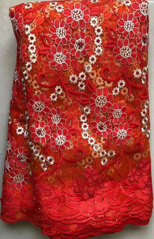 Image of Nigerian Laces Fabrics Tulle Fabric Wedding African F#A11-FrenzyAfricanFashion.com