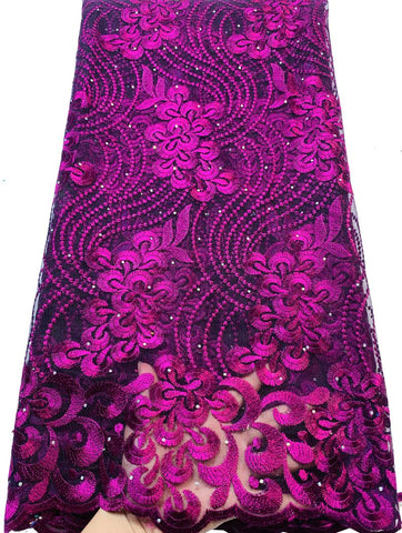 Image of Quality Tulle Embroidery Beaded Net French Lace Fabric-FrenzyAfricanFashion.com