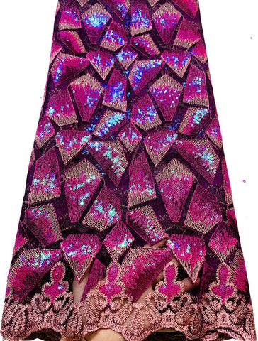 Image of Sequins French Net Lace Embroidered Tulle Mesh Fabric-FrenzyAfricanFashion.com