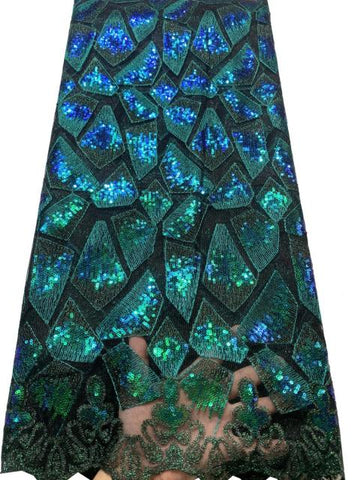 Image of Sequins French Net Lace Embroidered Tulle Mesh Fabric-FrenzyAfricanFashion.com