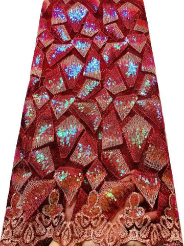 Image of Sequins French Net Lace Embroidered Tulle Mesh Fabric-FrenzyAfricanFashion.com