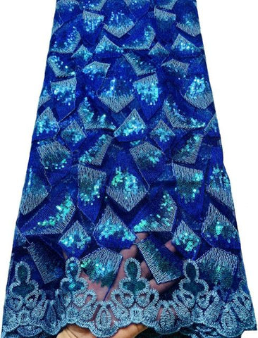 Image of Sequins French Net Lace Embroidered Tulle Mesh Fabric-FrenzyAfricanFashion.com