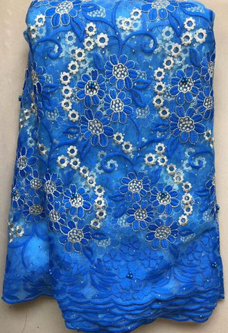 Image of Nigerian Laces Fabrics Tulle Fabric Wedding African F#A11-FrenzyAfricanFashion.com