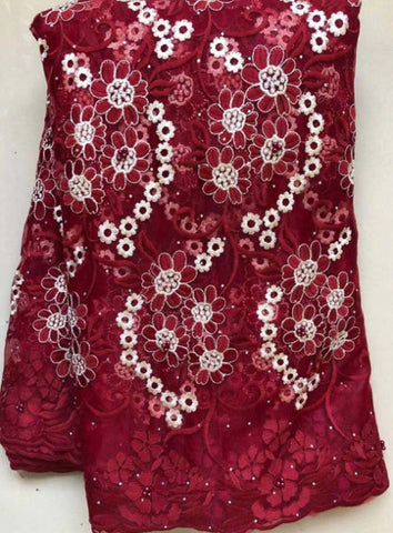 Image of Nigerian Laces Fabrics Tulle Fabric Wedding African F#A11-FrenzyAfricanFashion.com