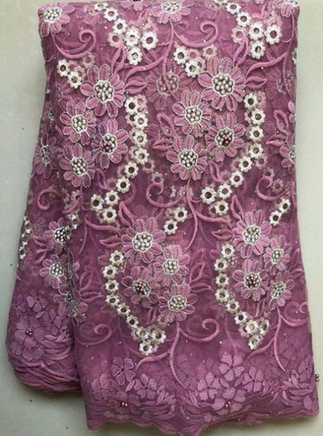 Image of Nigerian Laces Fabrics Tulle Fabric Wedding African F#A11-FrenzyAfricanFashion.com