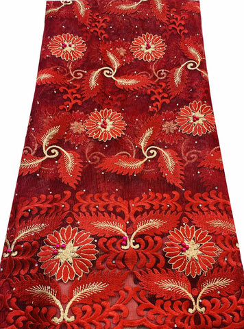 Image of French Nigerian Lace Fabrics High Tulle African Wedding Stones-FrenzyAfricanFashion.com