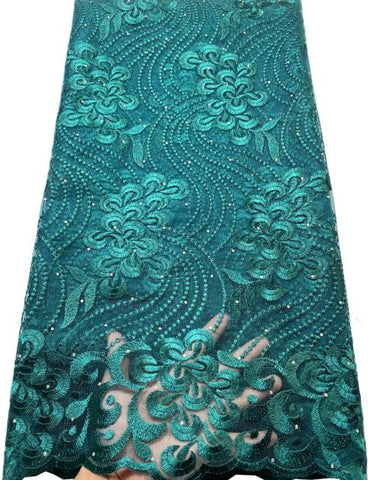 Image of Quality Tulle Embroidery Beaded Net French Lace Fabric-FrenzyAfricanFashion.com