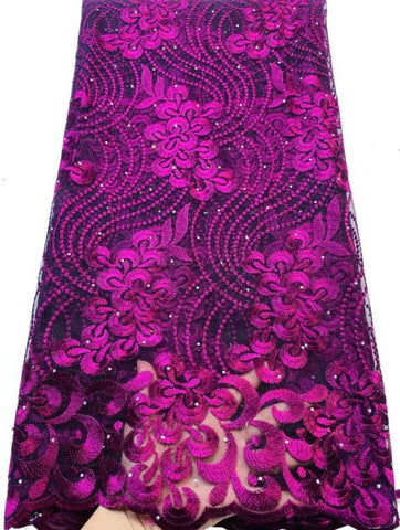 Image of Quality Tulle Embroidery Beaded Net French Lace Fabric-FrenzyAfricanFashion.com
