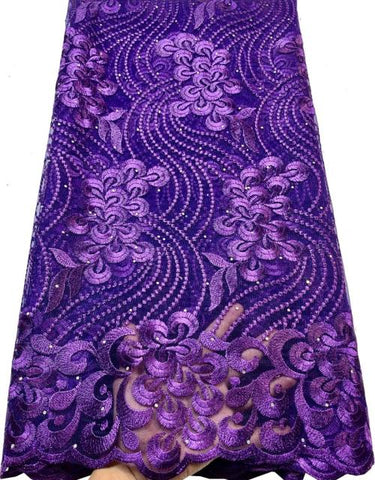 Image of Quality Tulle Embroidery Beaded Net French Lace Fabric-FrenzyAfricanFashion.com
